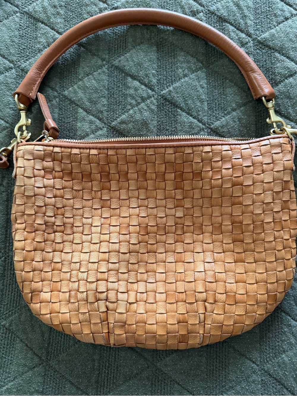 Clare V Woven Leather Crossbody Bag - Tan